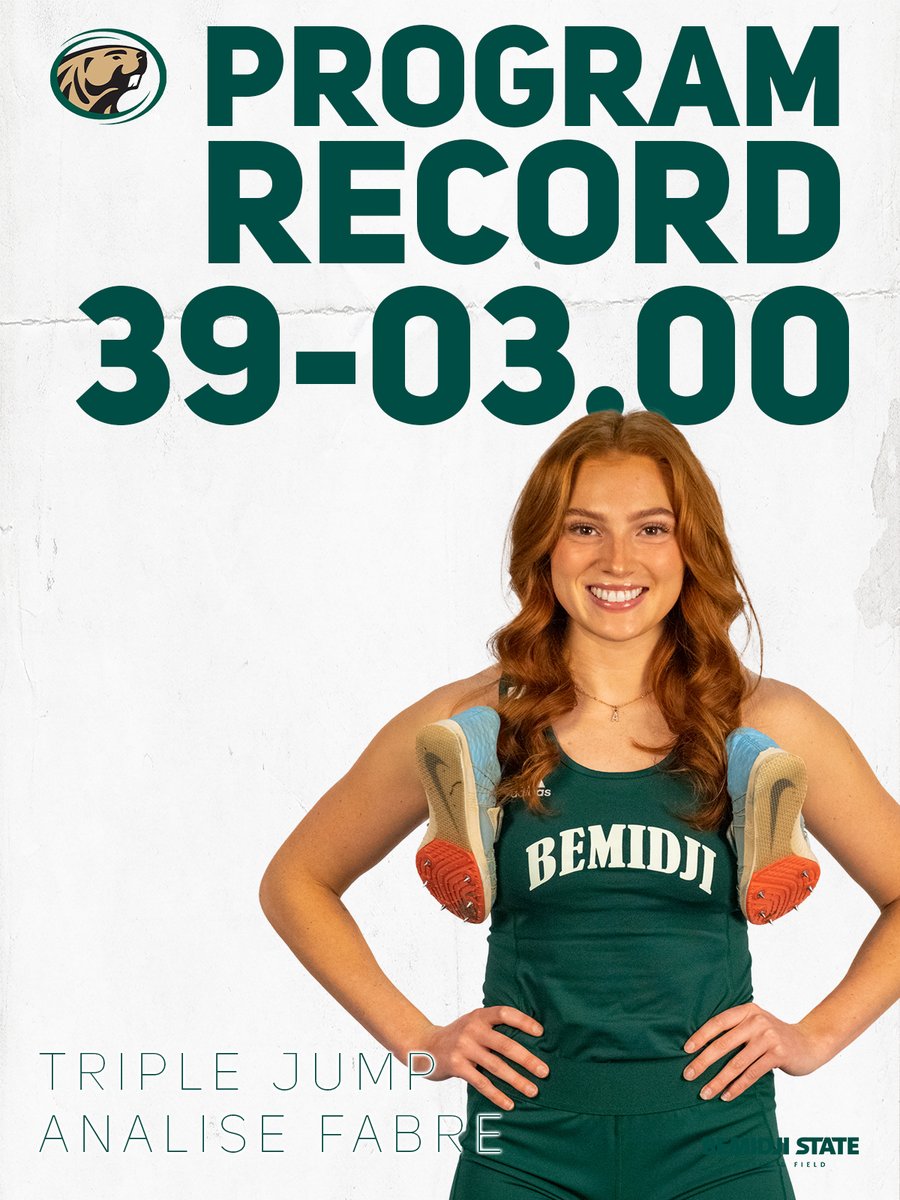BSUBeaversXCTF's tweet photo. 🚨BSU RECORD🚨

NSIC Outdoor Championships
Results | Triple Jump

3. Analise Fabre - 11.96m/39-03.00

#BeaverTerritory | #NSICODTF https://t.co/E3OqF4haXz