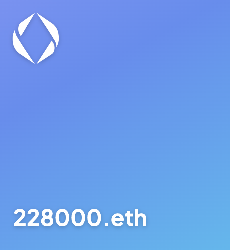 vuifahNFT's tweet photo. Something clear and easy to remember. #luckynumber #228000 #易易發 #好意頭 #100KClub #6DigitENS #6digitENSdomains #6digit #ENS #domains #ensdomains @100kClubENS @ensdomains #NFTCommunity #NFT #NFTs https://t.co/TWLbUOXNvr via @opensea https://t.co/T1ZNGC8VRM