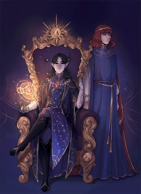 ✨Archmage Elissar Ililen and High Mage Thelyel, our BBEG and their captive angel.

#dnd #dndart #dndcharacter #characterdesign 