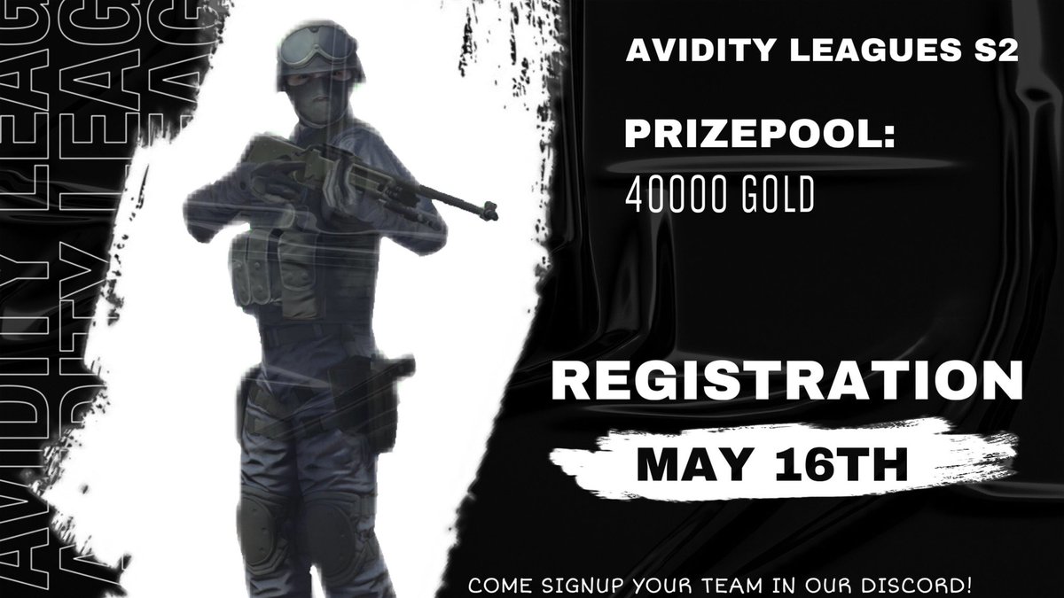 AvidityLeagues's tweet photo. Avidity Leagues S2 | Registration

Hello Forward Assault! 

shortly within the date may 16th at 12pm central time. Registrations for our second season will be opened for all clan regions! 8 teams has been invited that will be announced soon.

Good Luck Everyone!
- Avidity eSports https://t.co/8dOsWU69w1
