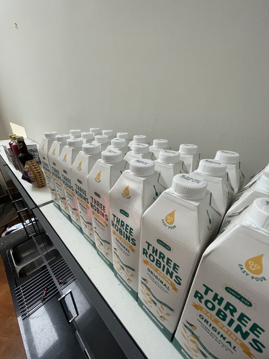 Breanna_Styles's tweet photo. Obsessed with @threerobinsoats oat milk! Edinburgh local business and we ordered… well a couple cases worth of it! Now happily on display above or kitchen cabinets 😍😅💖😋 #edinburghplantbased #oatmilk #smallbusinessedinburgh https://t.co/M1w4kSI1F2