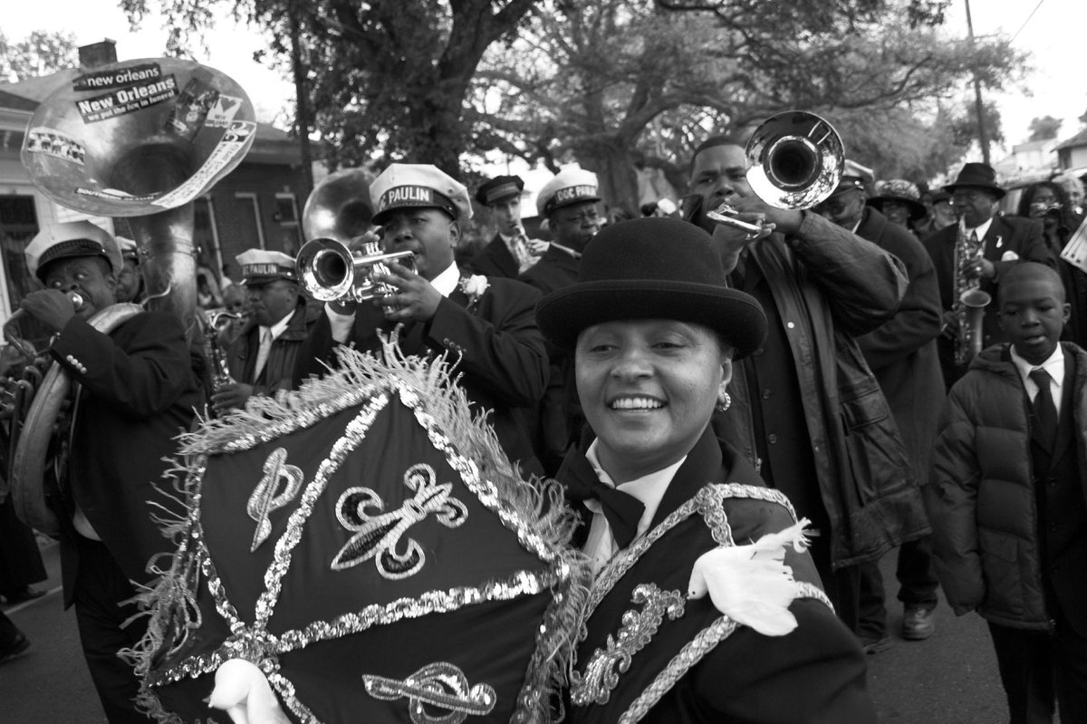 FuneralMuseum's tweet photo. Our recent exhibit “Jazz Funerals of New Orleans” focuses on how a common way to bid farewell to a loved one originated with a jazz funeral or a funeral with music that is now a tradition unique to the city of New Orleans, especially among the African American community. 
#NMFH https://t.co/IWGppjXRqo