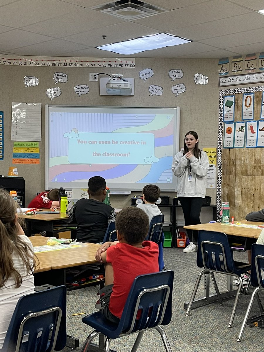 WardenRobinE's tweet photo. Caroline has been so much help this year!  We all have loved having her as part of our classroom! This last lesson was perfect! Future rockstar teacher in the making! #myMISD #minshewcolts #readysetteach https://t.co/HcBHRDVmT6