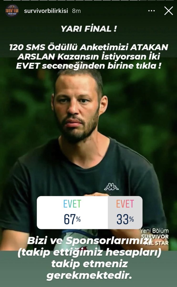 TeamAvatarAnket's tweet photo. #TeamAvatar instagramda @/survivorbilirkisi 120 sms anketinde yarı finaldeyiz! Hesabı ve takip ettiklerini takip ederek tüm hesaplarımızdan sadece Atakan'a oy kullanıyoruz. 🙏🏻 https://t.co/yK55KhNL26