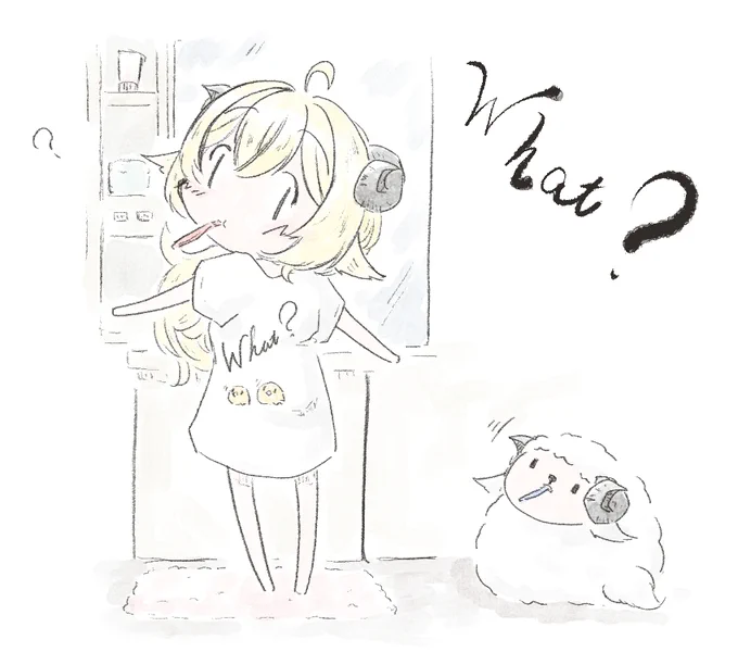 プリントTシャツを前後ろ逆でしばらく気付かなかったっていうの本当に草w

#つのまきあーと 