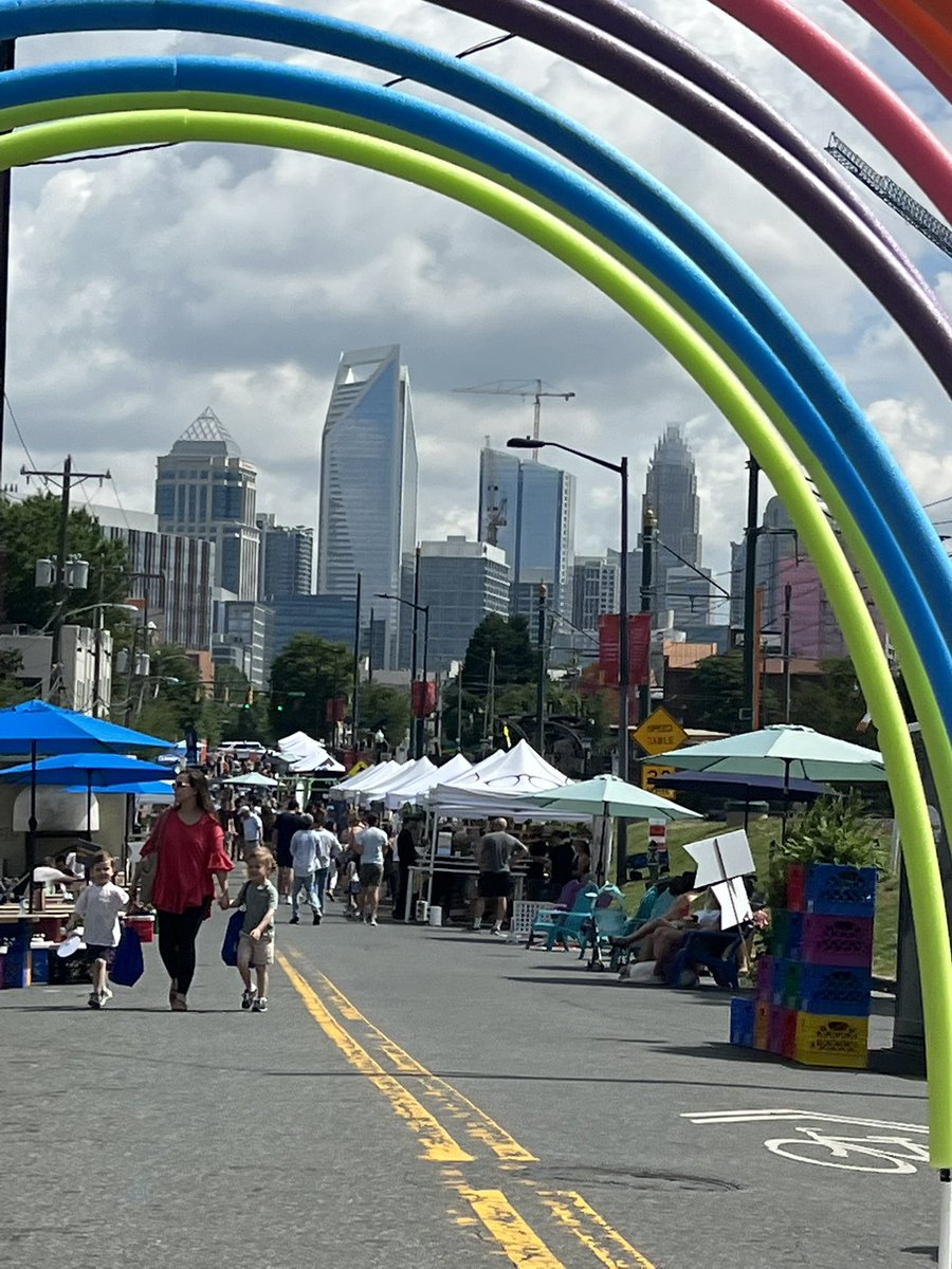 DatSciGuyCLT's tweet photo. Converting traffic streets into pedestrian only doesnt happen all at once. Event by event, weekend by weekend, they are gradually introduced. 

Another great weekend looking at the-art-of-the-possible with some @CLT_Urbanists https://t.co/BnghOqqXwK
