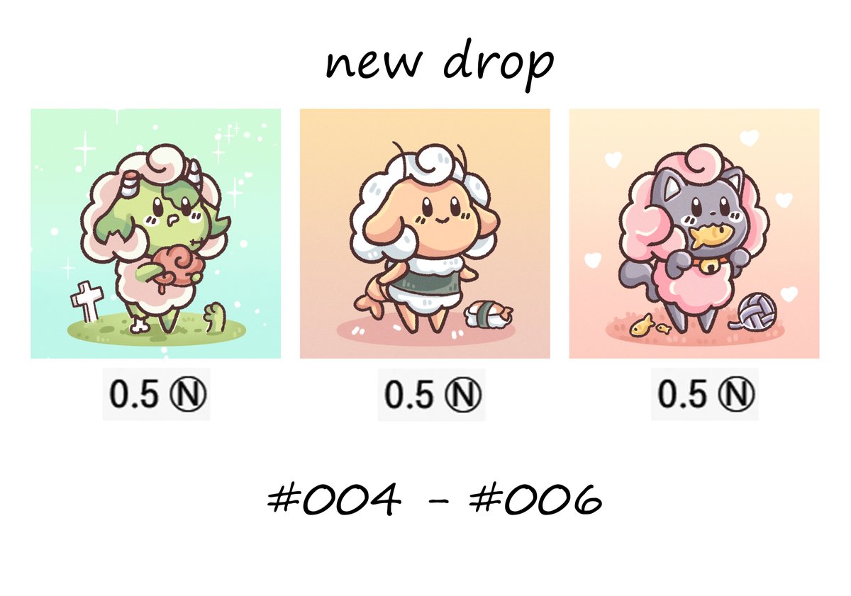 the new drop today check it out!
🧟#004 Zombie Shibbon
🍣#005 Sushi Shrimp Shibbon
🐱#006 Kitty Shibbon
paras : paras.id/collection/shi…
discord : discord.gg/TvKbFREx

#NFTs #NEARnfts