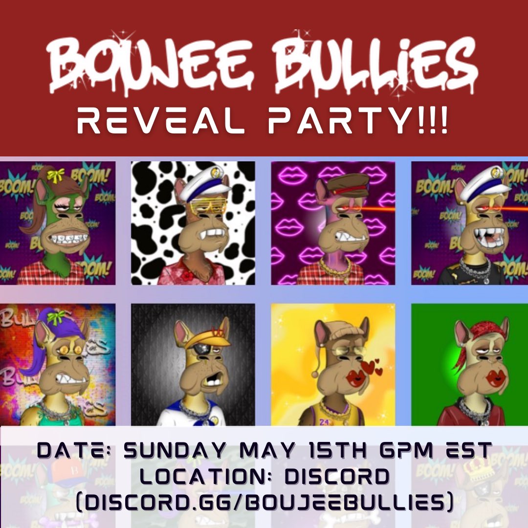 1 DAY!!!! Can you believe it one day till we get to celebrate our amazing artist <a href="/MalaquiasSoraia/">Soraia M</a> the lead artist of @rektfistudios &amp; see our first main collection Bullies on the loose who else is SUPER EXCITED!!! LIVE STREAM REVEAL ON OUR DISCORD!! #NFTshill #nfts #NFTCommunity