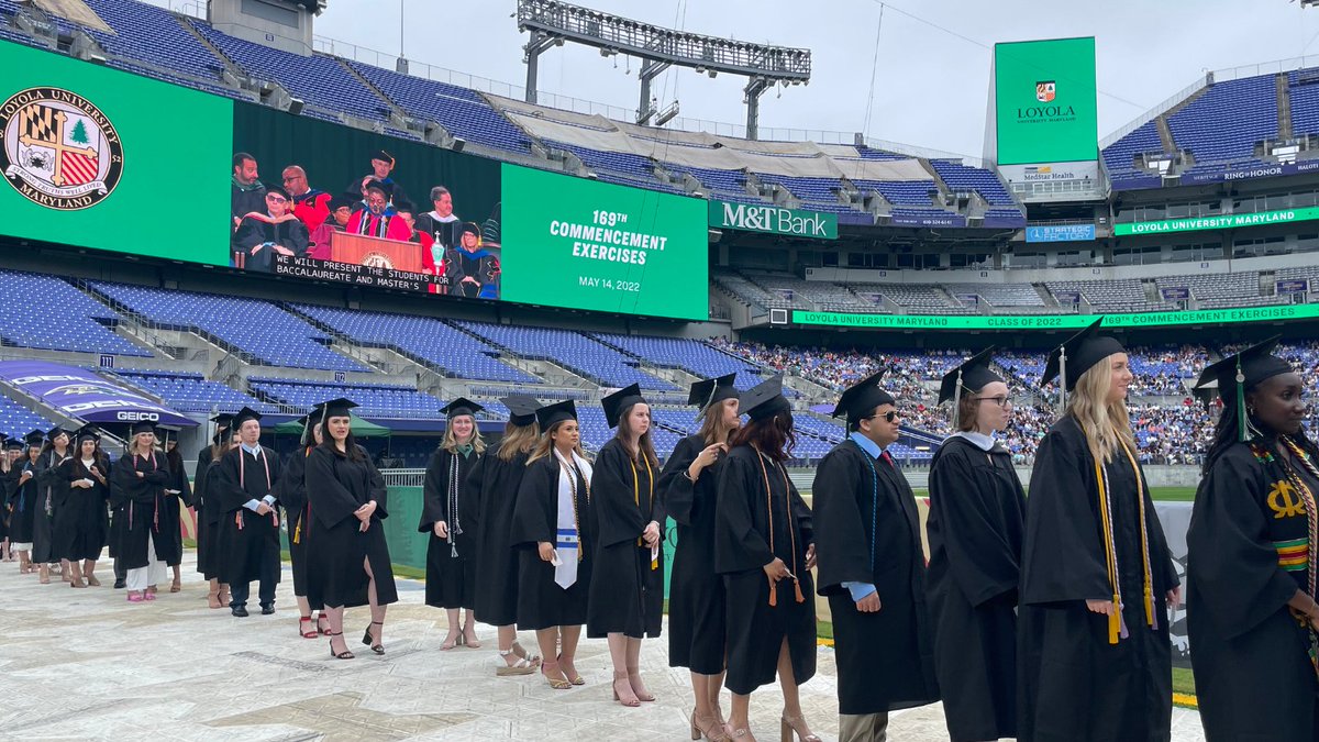 LoyolaMaryland's tweet photo. Congrats to our Class of 2022! We are SO proud of the 1,200 students who crossed the stage today at M&T Stadium to receive their degrees at the University's 169th Commencement Exercises: https://t.co/hRzd08jdmo #LoyolaReady #GraduatingGreyhounds #AMDG #GoForth #LoyolaMD2022 https://t.co/punZHu0GTs