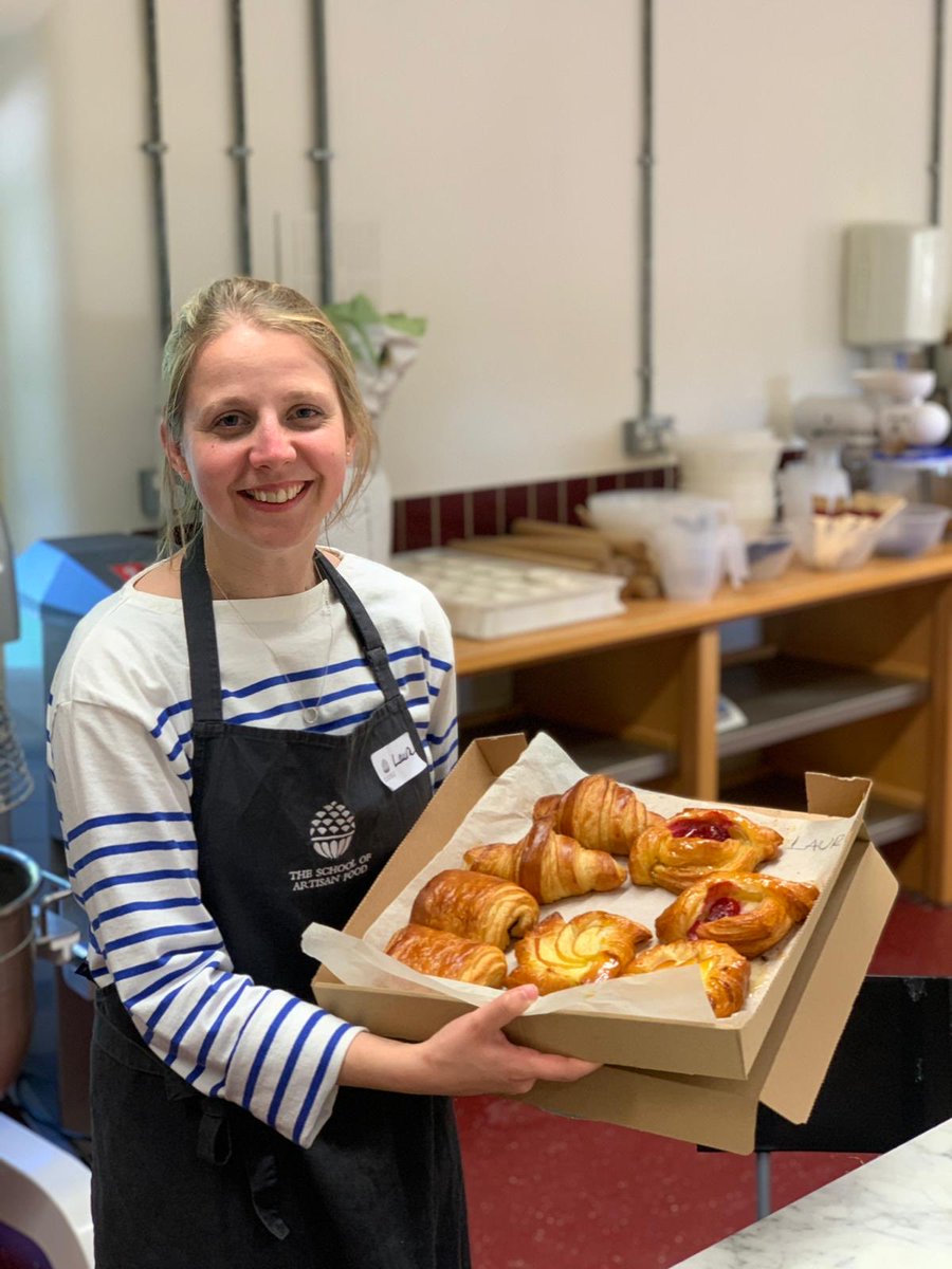 artisanschool's tweet photo. Laura with the results of her viennoiserie class #pastrycourse https://t.co/XobrK2Ieam