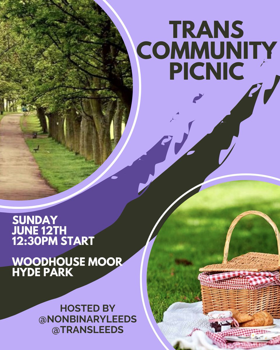 NonBinaryLeeds's tweet photo. You’ve asked and we’re delivering, alongside @TransLeeds we are co-hosting another Trans Picnic!! This is open to any and all trans people.
We will be providing some snacks and drinks but please feel free to bring along some food and drinks for yourself and others if you’d like!+ https://t.co/EJLieCSOKM