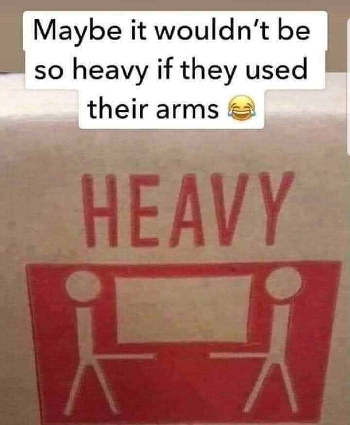 Lanalab's tweet photo. Friend posted this on FB. Soooooo funny!!!🤣🤣🤣 #useyourarms #delivery #heavy #SillySaturday #funny #Upstanding #WoodYouCarryIt #Mail #PoorGuys #SorryNotSorry https://t.co/EE8UdFrPBT