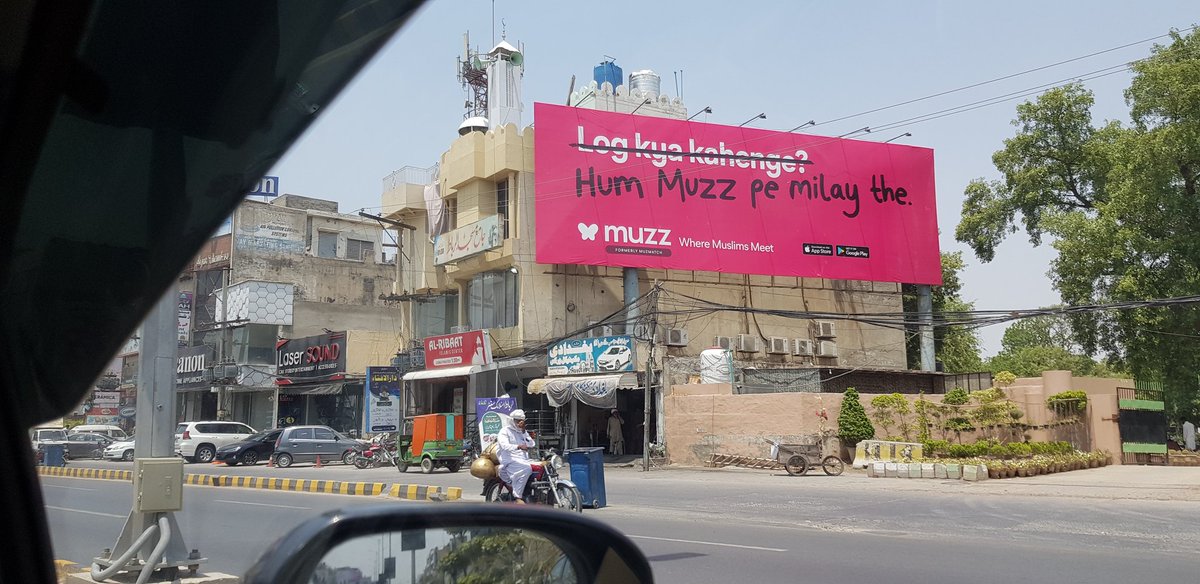 UY's tweet - "So @muzmatch is advertising heavily in Lahore. Maybe it's a progressive yet bold step for this society that's still stuck with arranged marriages, and dating/choosing someone for marriage is