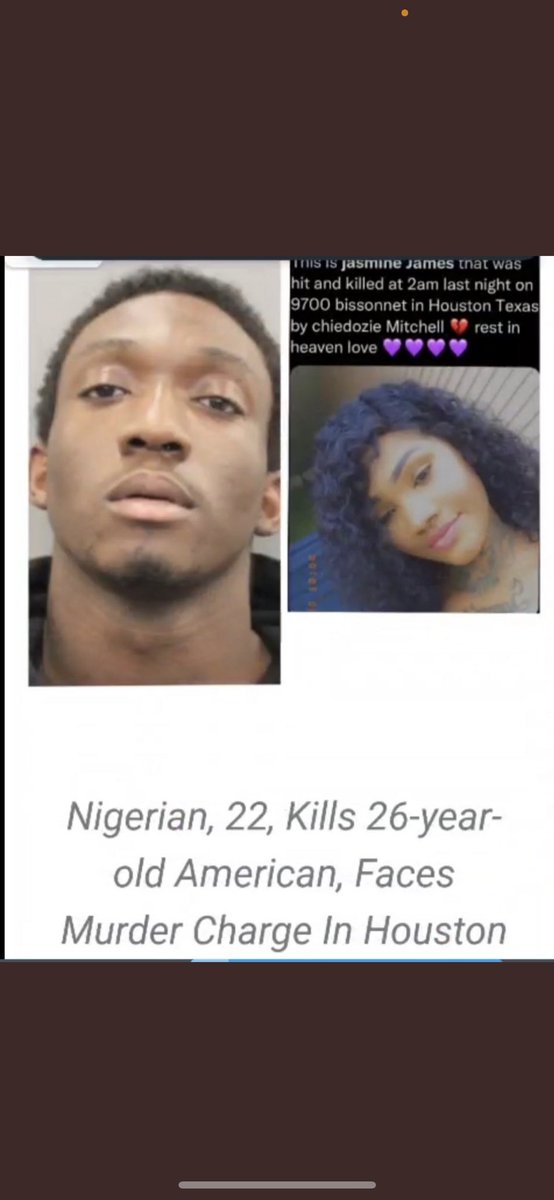 _realitychec's tweet photo. JUSTICE 4 #JasmineJames of Houston TX February 2022 viciously killed by Chiedozie Amadi after getting hit by a car &amp; the beaten w/ a pole. #Nigeria #EndSARS #FuckYouChec https://t.co/W5SaNEoLpl