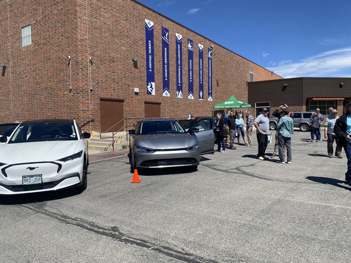TimWJackson's tweet photo. Doing #EVrideAndDrive event in Grandy, Grand County, Colorado.  Woman 👩 driving @Ford #MustangMachE who owns a Tezzzzzla #Model3 says “I like the Mustang much better!” She had a 96 Mustang and hopes to get another ‘Stang @mrlevine @ebergg @MustangMachE3 @mtruby @eStang14 https://t.co/DEDj70N7TL