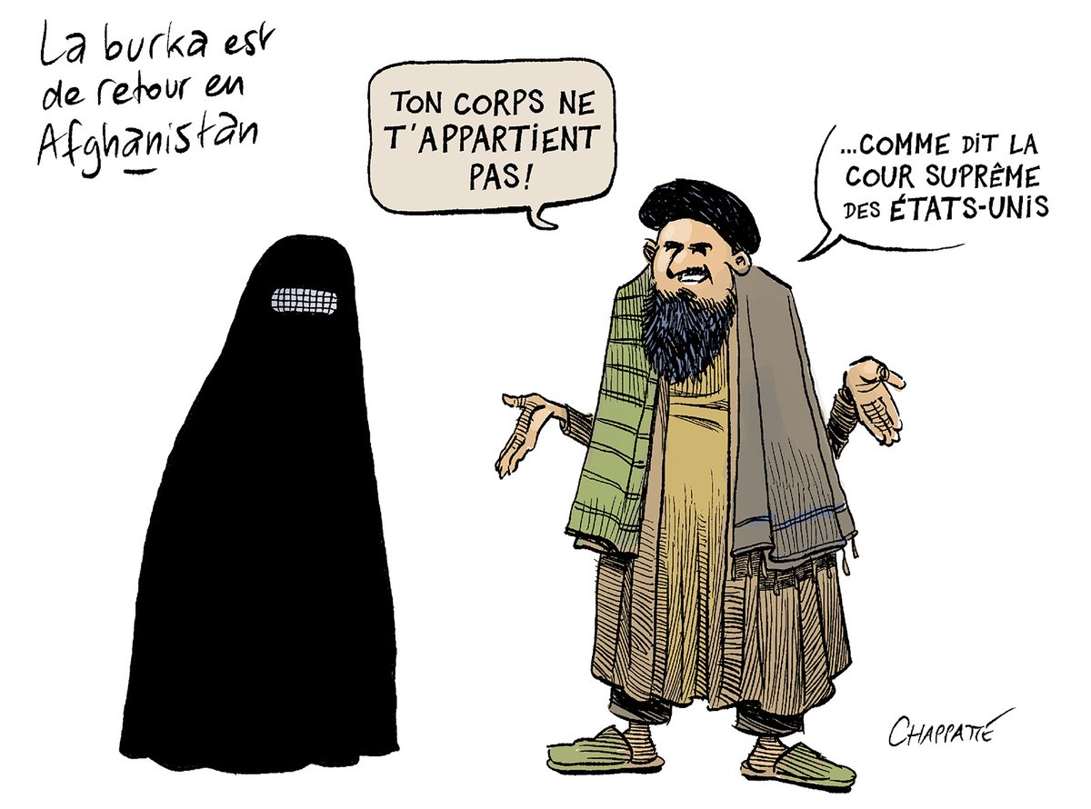 La burqa est de retour en Afghanistan - © Chappatte dans NZZ am Sonntag <a href="/NZZaS/">NZZ am Sonntag</a> , Zurich  > chappatte.com/images/la-burq…
