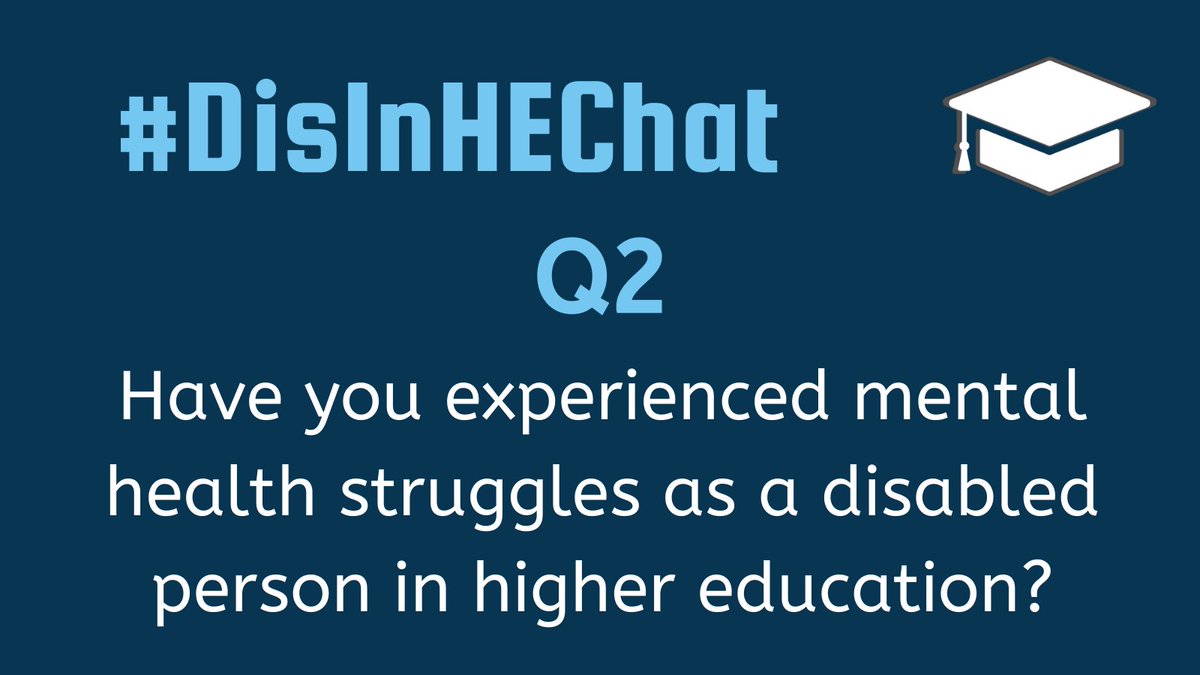 DisInHigherEd's tweet image. Q2: Have you experienced mental health struggles as a disabled person in higher education?

Use #DisInHEChat in your responses. If you would like to submit an anonymous answer, please DM us. 

#DisInHigherEd