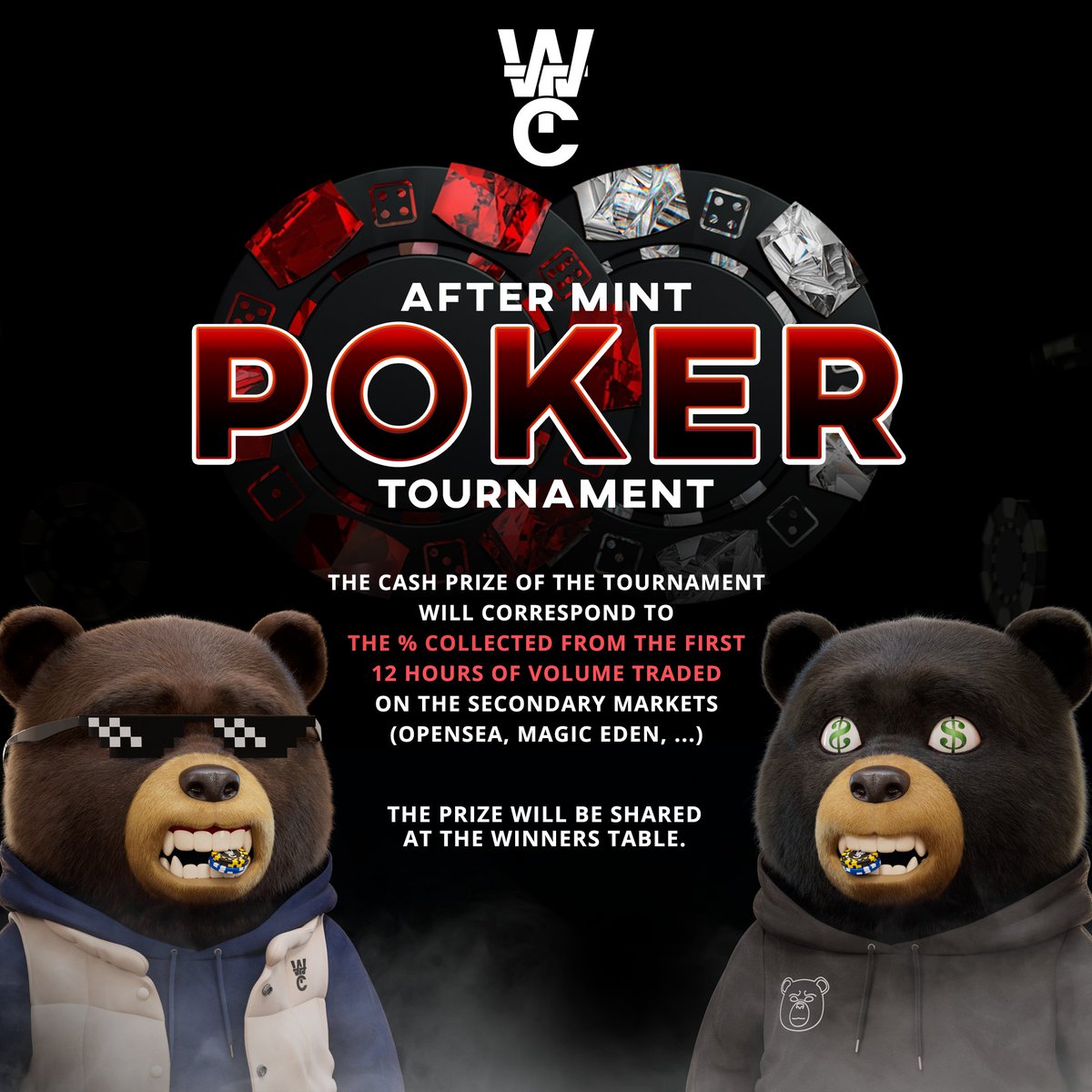 AFTER MINT POKER TOURNAMENT The cash prize depends on you ! 💰 So let's fire it up ! Any interaction will be considered for WL 💸 #WeAreWTC👐#Poker