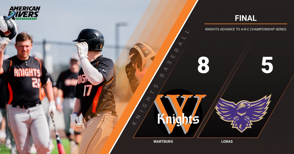 KNIGHTS ADVANCE!!

@wartbrgbaseball defeated Loras 8-5 in this morning's elimination game to move on to this afternoon's A-R-C Tournament Championship Series against Coe College! The first game is set for aprox. 1:15 p.m. 

#GoKnights