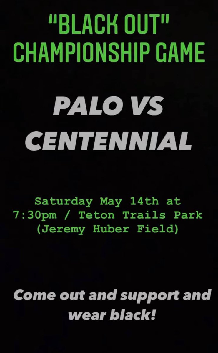 LVLA Championship Tonight!!!!
6:30 pm League Awards Ceremony 
7:30 pm Game Time
Palo Fans Come out and support ours boys, wearing black on the south side of the the field.  Let’s Go!!!!!