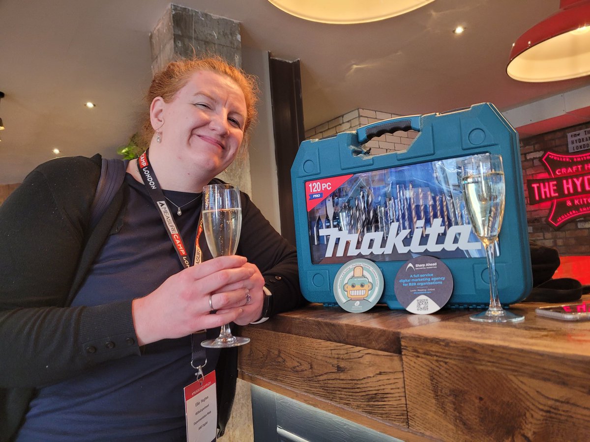 Thank you to all the sponsors at #measurecampldn, I think this photo sums up some of the epic-ness of the day with <a href="/EllieExperiment/">Ellie Hughes</a> thanks <a href="/Conductrics/">Conductrics</a> and Sharp Ahead for the after party!