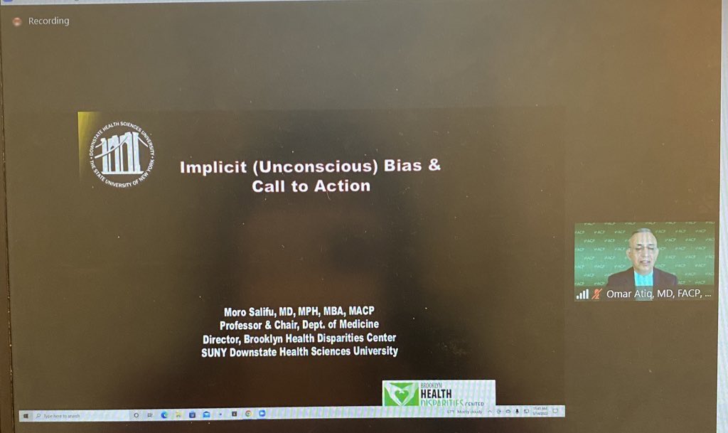 Idfac's tweet photo. Dr. Moro Salifu says that “Sterotypes cause implicit bias” Thank you for sharing your wisdom. #lead4equity @ACPinternists @drsusan @NewYorkACP https://t.co/5UqU8ahPZd