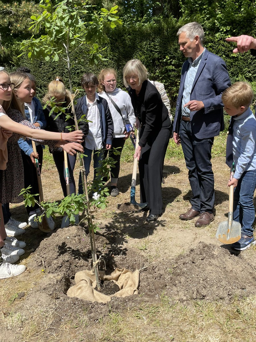 BecDoyle_CBR's tweet photo. @AusAmbFR planting the first oak tree, grown from acorns of the #WarMemorialOak from #Adelaide, alongside the @CWGC Étaples Military Cemetery, with the council & children of @villeetaples
#AvenuesofHonour #TreeNet https://t.co/mt4b6N2kGj