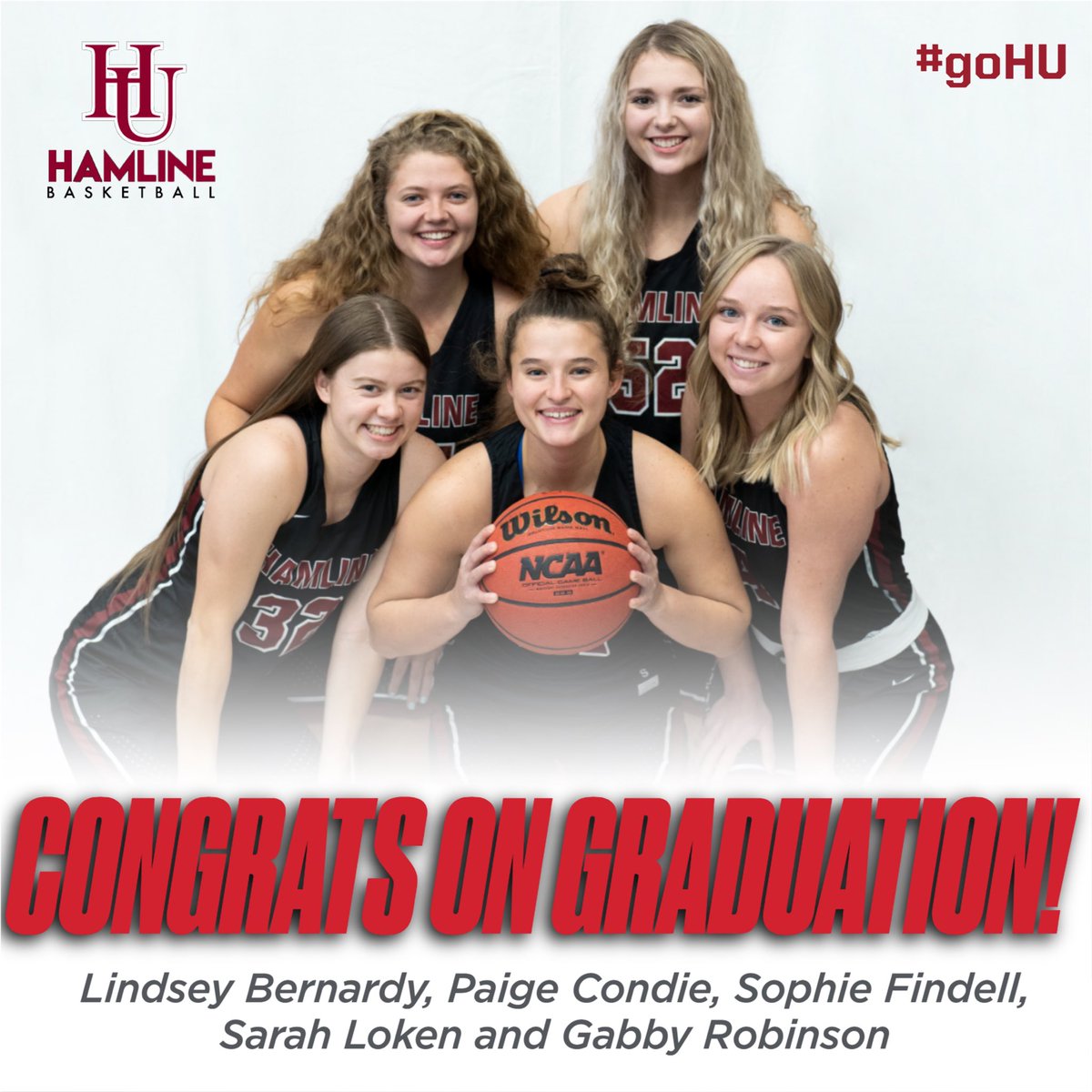 Going to miss this amazing group of seniors! Congrats on graduation! #goHU 🏀🎓 <a href="/HamlineU/">Hamline University</a>