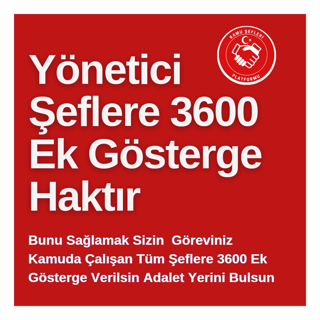 KamuSefleri's tweet photo. Kamuda Çalışan Yönetici #şefler3600deolmalı Çünkü 3600 Ek Gösterge İle Kamu Çalışma Barışını Sağlamalıdır. @RTErdogan @vedatbilgn @drsoysal @farukozcelikgsb @evkaf @SenturkBilal https://t.co/L5c3DU5EKq