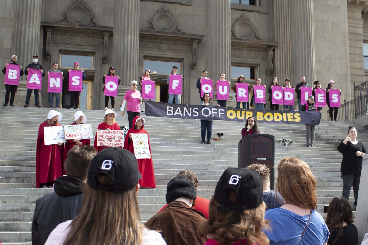 IdahoDems's tweet photo. We should all have the freedom and power to control our own bodies and our own lives. Idaho Democrats will fight like hell to protect abortion access. 
#BansOffOurBodies https://t.co/alE4Vzsp4L