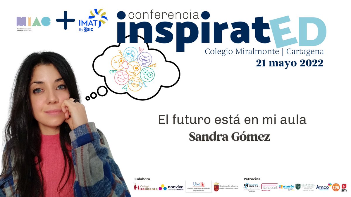MIACeduca's tweet photo. 😀 👋🏻 ¡Queda una semana para #inspiratED Cartagena!
@SandraGMarrupe en su conferencia nos hablará de la adolescencia, una etapa tan crucial y bonita como confusa para sus educadores, ¿por dónde empezar? Empecemos por HOY.
🔜 https://t.co/p9mFsYBTXZ https://t.co/VyOFvGcel3