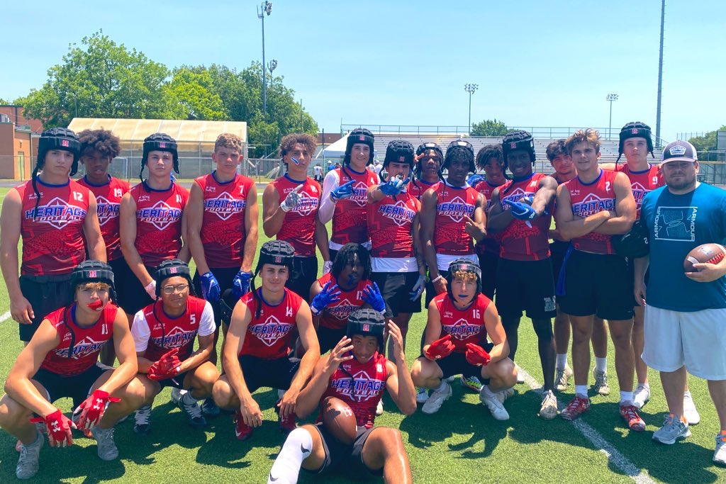 HeritageFtball's tweet photo. Busy day for Heritage Athletes. Skill kids @ 7on7 &amp; Big Skill @ Lineman Challenge. We got better today. https://t.co/aAGL7MiDHm