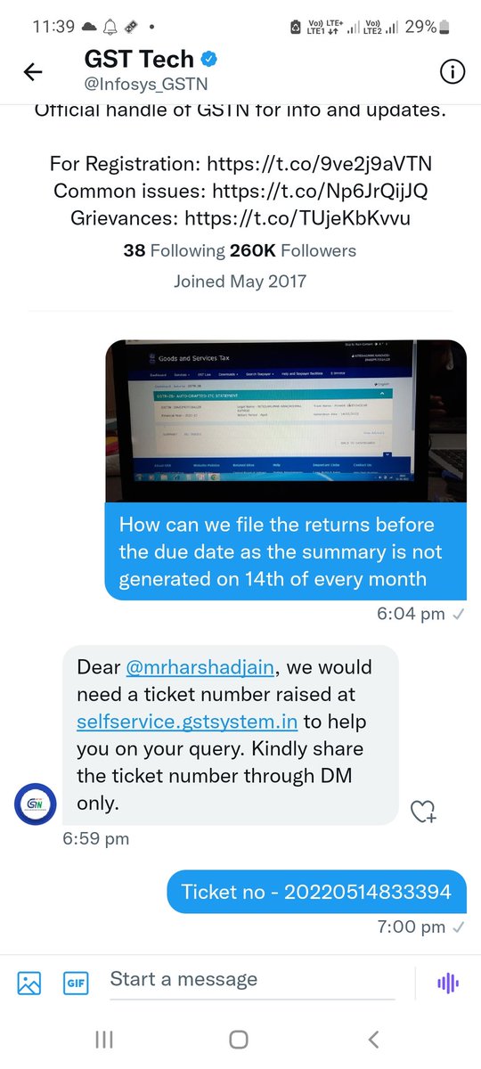 mrharshadjain's tweet photo. No reply from gst tech we have raised ticket there is no response from any side of gst platform. Kindly revert we are facing a big problem.
@Infosys_GSTN 
@cbic_india 
@narendramodi https://t.co/ujWsa8MVjU