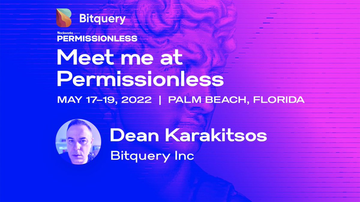 Bitquery.io ( Bloxy ) (@bitquery_io) on Twitter photo Going to <a href="/Permissionless/">Permissionless</a> (Palm Beach)?
Say hello to our CEO Dean Karakitsos
We will love to hear about your Onchain data problems?
#permissionless Going to <a href="/Permissionless/">Permissionless</a> (Palm Beach)?
Say hello to our CEO Dean Karakitsos
We will love to hear about your Onchain data problems?
#permissionless