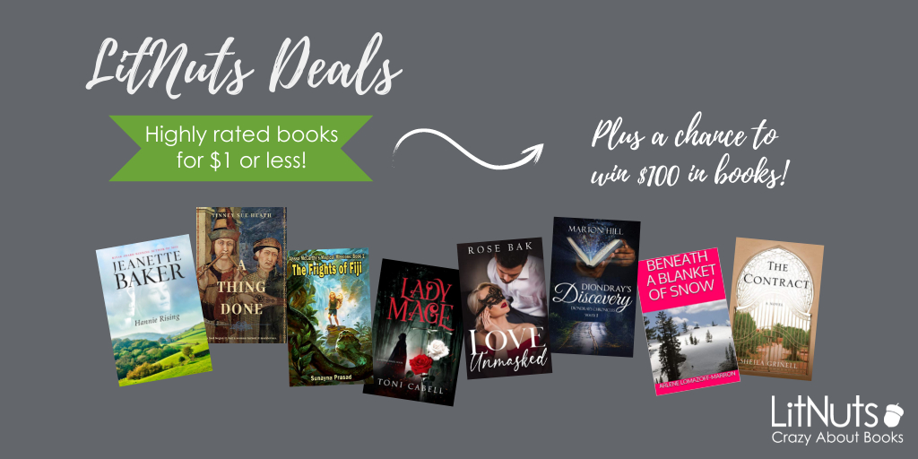 Lit_Nuts's tweet photo. Welcome to LitNuts Deals: highly rated indie books for $1 or less + a giveaway for $100 in books! Check out these great deals &amp; enter for a chance to win! #indiebooks #Giveaway https://t.co/o3z4gaAzRX https://t.co/1KyAu6JVoU