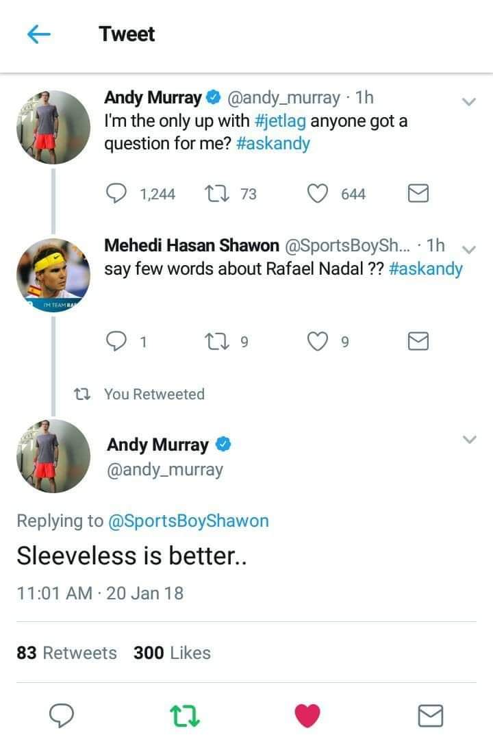 Got reply from Andy Murray in 2018 

Happy \"35\" birthday King Good luck for everything 