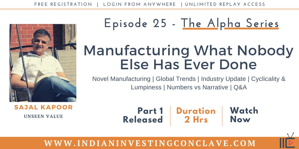 IIC_Conference's tweet image. [Released] Alpha Series Ep. 25 Part 1 with Sajal Kapoor  (@unseenvalue) 
Watch Now: indianinvestingconclave.com/alpha_series#e…
Open to all (no paywall) #Ep25withUV