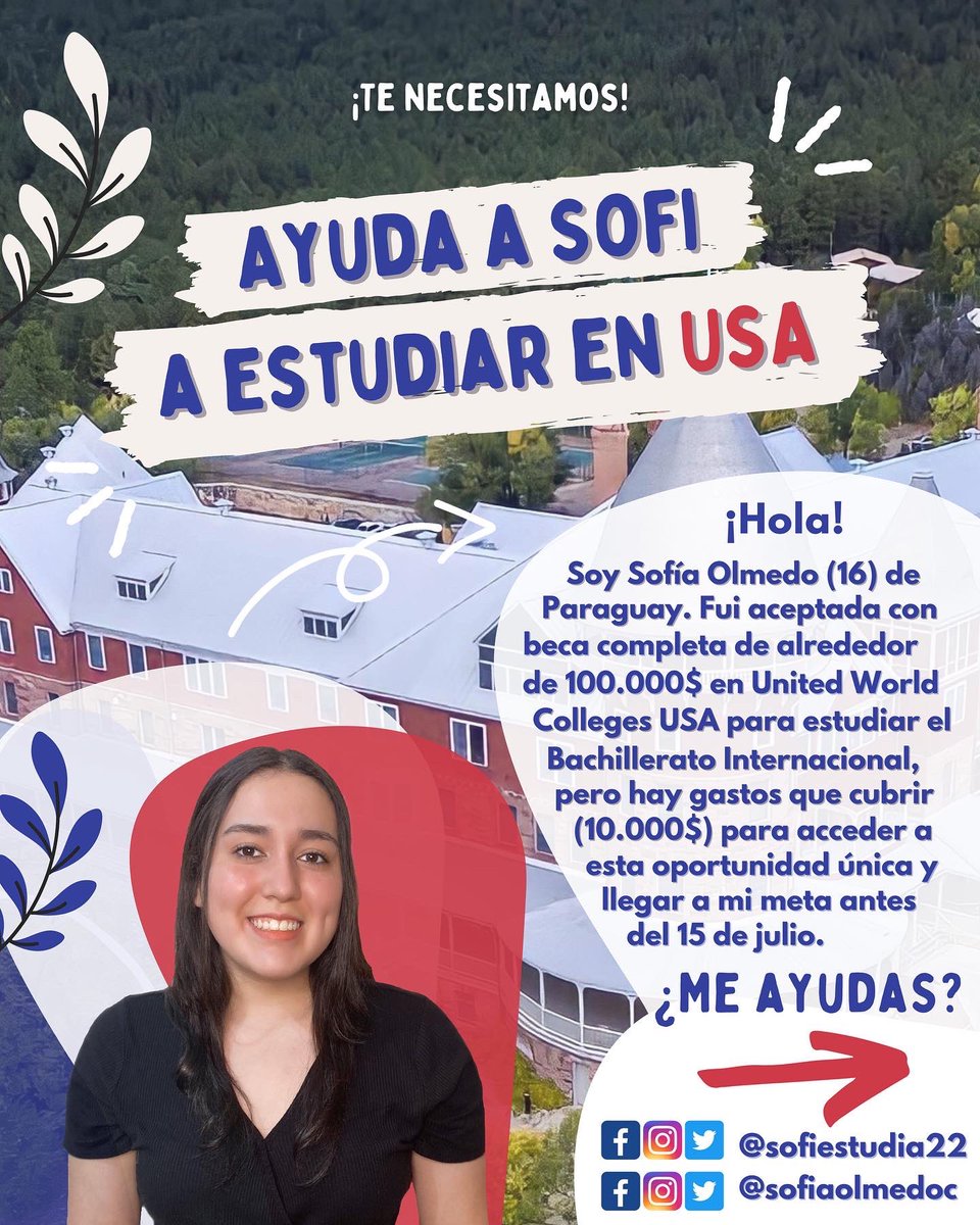 SofiEstudia22's tweet photo. ✨ Ayudame a estudiar en USA ✨

¡Hola! Soy Sofi y creé esta cuenta para mantenerles informados sobre el camino para cumplir mi sueño de de estudiar en Estados Unidos 💛 te invito a ser parte apoyándome en esta iniciativa! 

Podés enterarte más en el link de mi biografía 🫶🏻 https://t.co/LmtyYlA58R