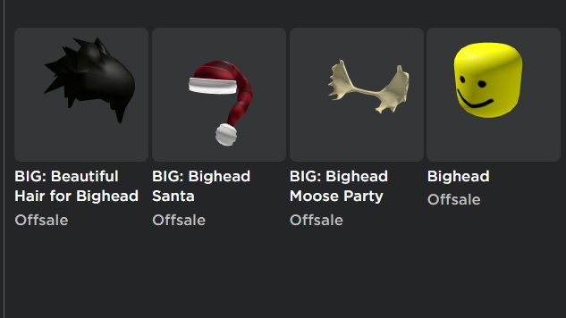 DailyDevisign's tweet photo. #RobloxDev #Roblox #robloxtrading @RobloxDevRTB These should go back on sale be a limited or the BIG: should on sale and will be on the catalog for a long time  and the Big head and Biggest head should become limiteds https://t.co/cexqJOrZVc