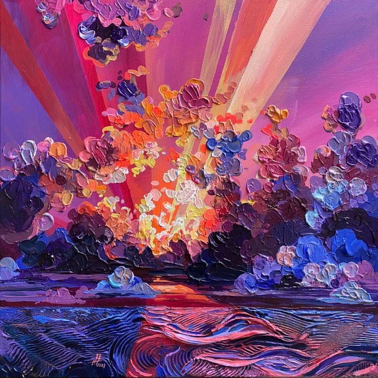 acrylic on canvas 50 * 50 cm "sunrise or sunset?" Sold #art #painting