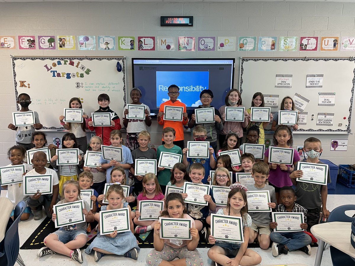 We are so proud of our April Character Leaders who do an excellent job showing responsibility!