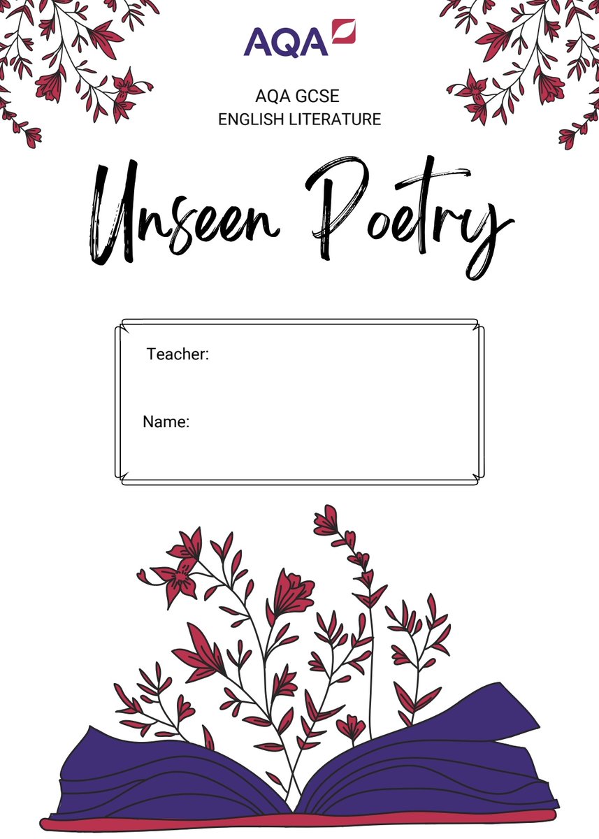 litfanatic's tweet photo. A 5 poem Unseen Poetry Booklet. Space for responses, a mark scheme and a what, how, why layout reminder. Inspired by @FunkyPedagogy's way of teaching unseen poetry: say three things about three things 😊 always my inspiration!

Link is below if it's useful ⬇️ https://t.co/ZRMmojqtyB