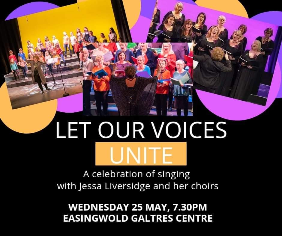 Let Our Voices Unite.
May 25th 2022 alongside Wigginton Singstars, Community Singers and our fab MD <a href="/jessaliversidge/">Jessa Liversidge</a> with <a href="/rachfranclarke/">frances pollard</a>.

Tickets available from Easingwold Galtres Centre on 01347 822472.

#letourvoicesunite #sing #Choirs #militarywiveschoirs #strongertogether