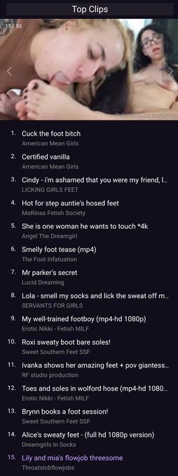 That time when my studio was top 50 in the foot fetish category and I had TWO top 50 clips at the same<a href="/tag/threesome"class="tags"><span>#threesome</span></a><a href="/tag/fmf"class="tags"><span>#fmf</span></a><a href="/tag/flowjobs"class="tags"><span>#flowjobs</span></a>