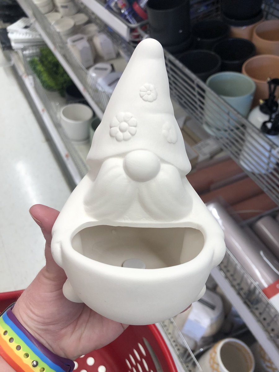Susan_Reads's tweet photo. For those of you that remember my 2021 @Target quest for little elephant planters for a summer reading teen craft, they’ve got gnomes this year… 😍 my local store didn’t have enough for me to get to offer a program but they’re super cute! #teenlibrarian #summerreadingprograms https://t.co/phqwe7SvJm