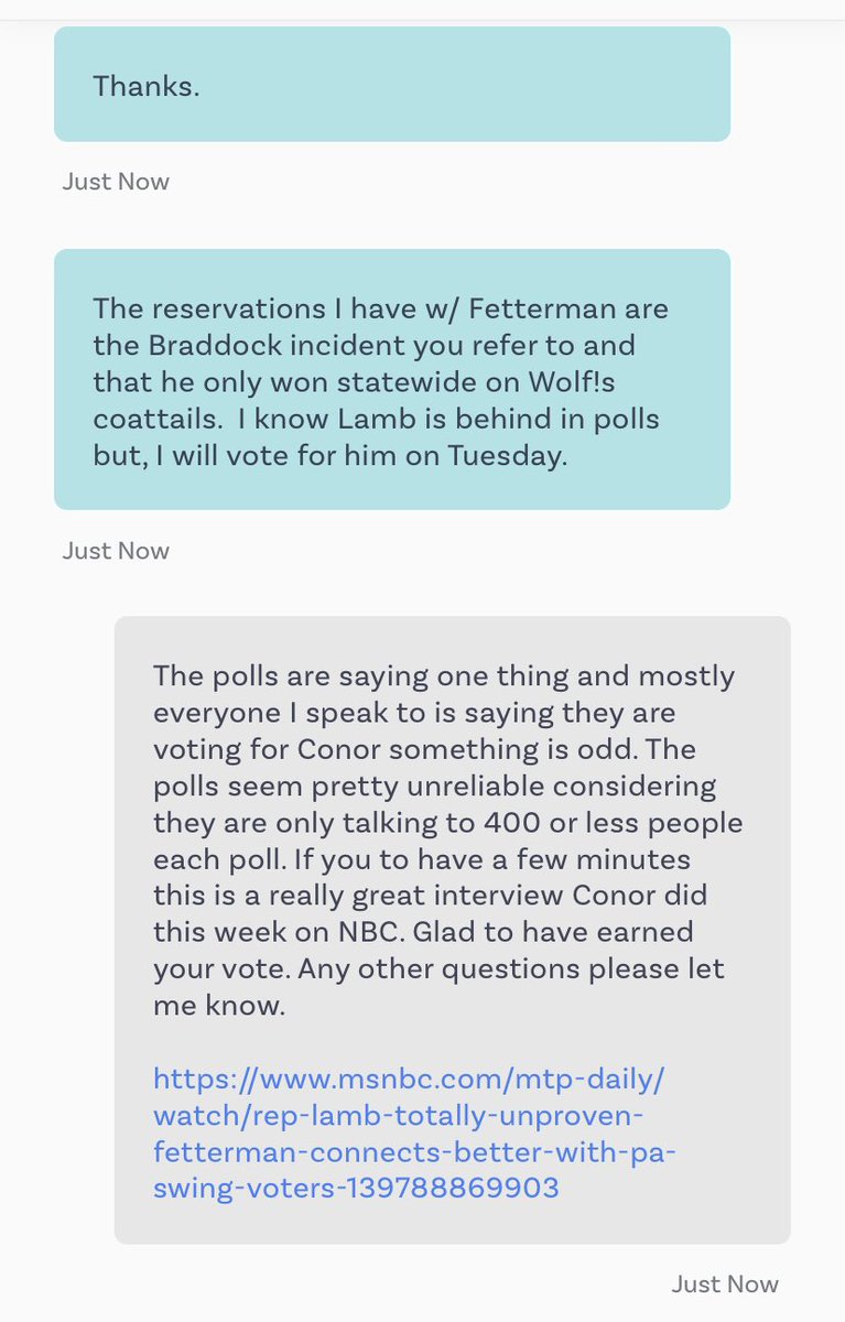 tify330's tweet photo. Why having a ground game and text banking matters..people are still undecided.#GoConor #VoteForLamb https://t.co/Z6rNvNTNKa