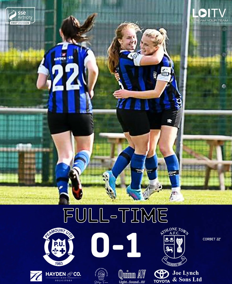 AthloneTownAFC's tweet photo. 𝗙𝗨𝗟𝗟 𝗧𝗜𝗠𝗘
Emily's 8th goal of the season gives us a MASSIVE win at PRL Park! 

#ATAFC https://t.co/uJzhJcxco3