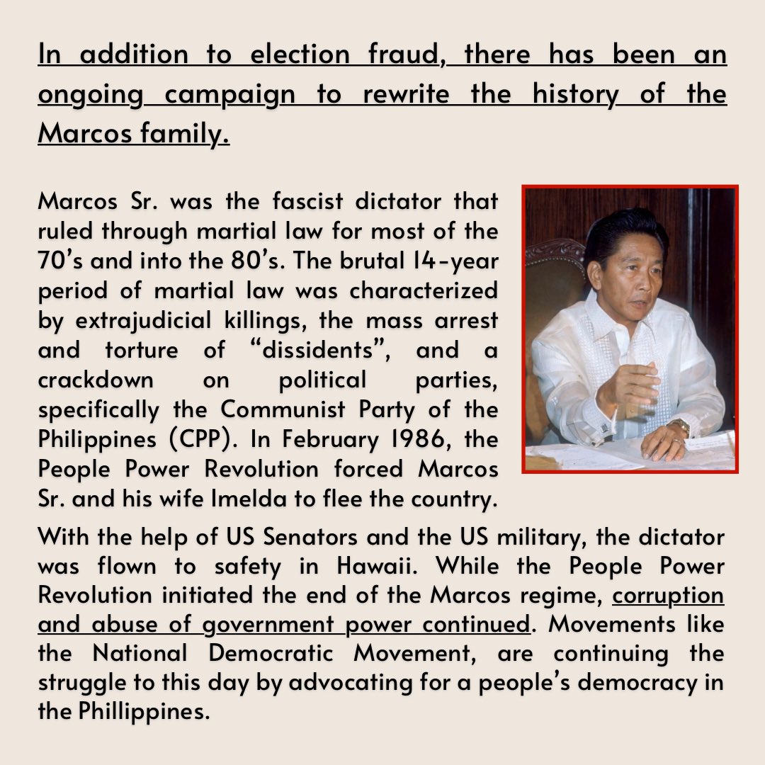Read the our new statement on the recent elections in the Philippines! Reject the Marcos Jr. Regime! #NeverAgain #RejectMarcosDuterte
