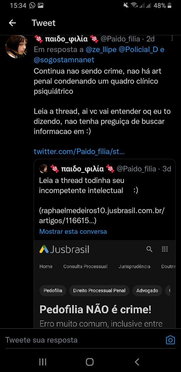 Policial_D's tweet photo. Pedofilia é uma doença reconhecida. Você não pode ser punido por ter uma doença mas pode ser punido por praticar tais atos a um menor de idade. Pedofilia não é crime, aliciamento/abuso de menores. Você pode buscar tratamento. https://t.co/R7IndGIPlR