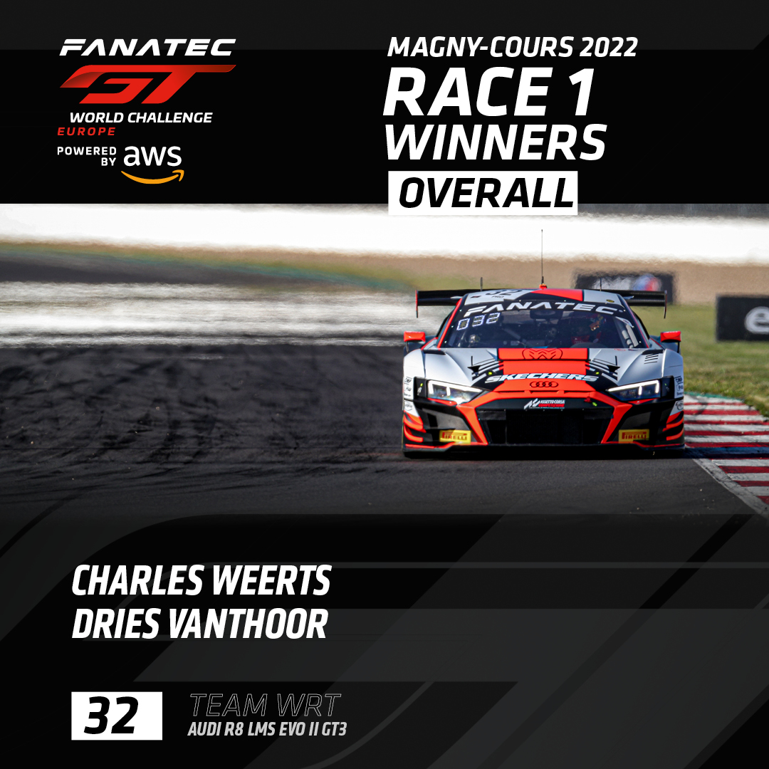 GTWorldChEu's tweet photo. Here are your Magny-Cours race 1 winners 🏆

Overall: @followWRT 
Silver: @SaintelocRacing 
Pro-Am: @Garage_59 

#GTWorldChEu https://t.co/vURBLJHMa0